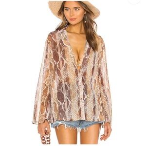 House of Harlow 1960 x Revolve Marley Shirt Striped Python Snake print size m